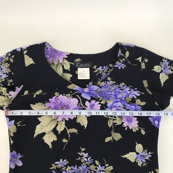 K Studio Collection Floral Blouse Women’s Size 8 V-Neck Short Sleeves Career - Picture 6 of 9